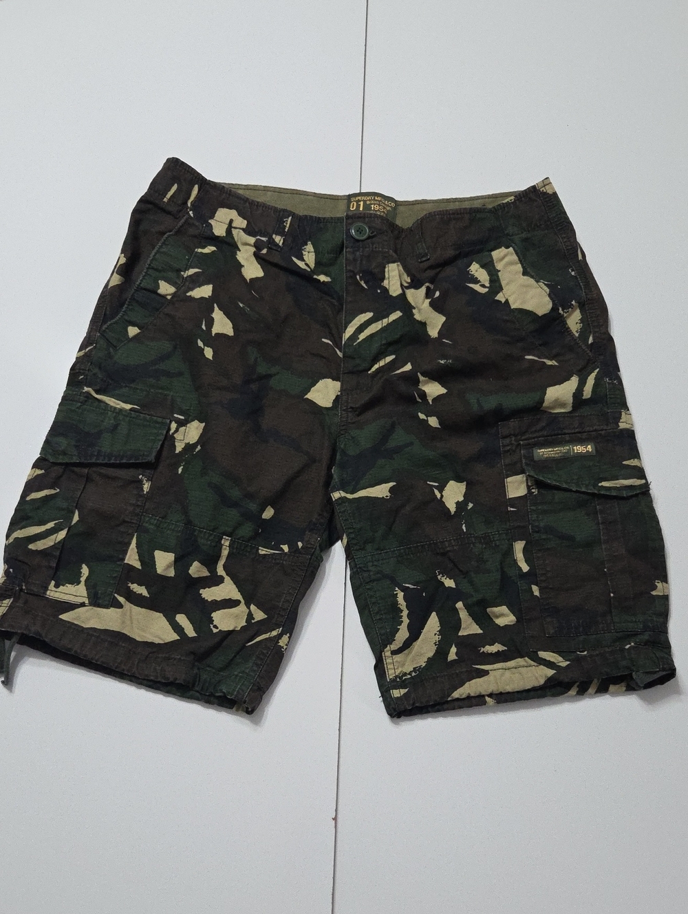 Superdry Men's Green Camo Cargo Shorts 34